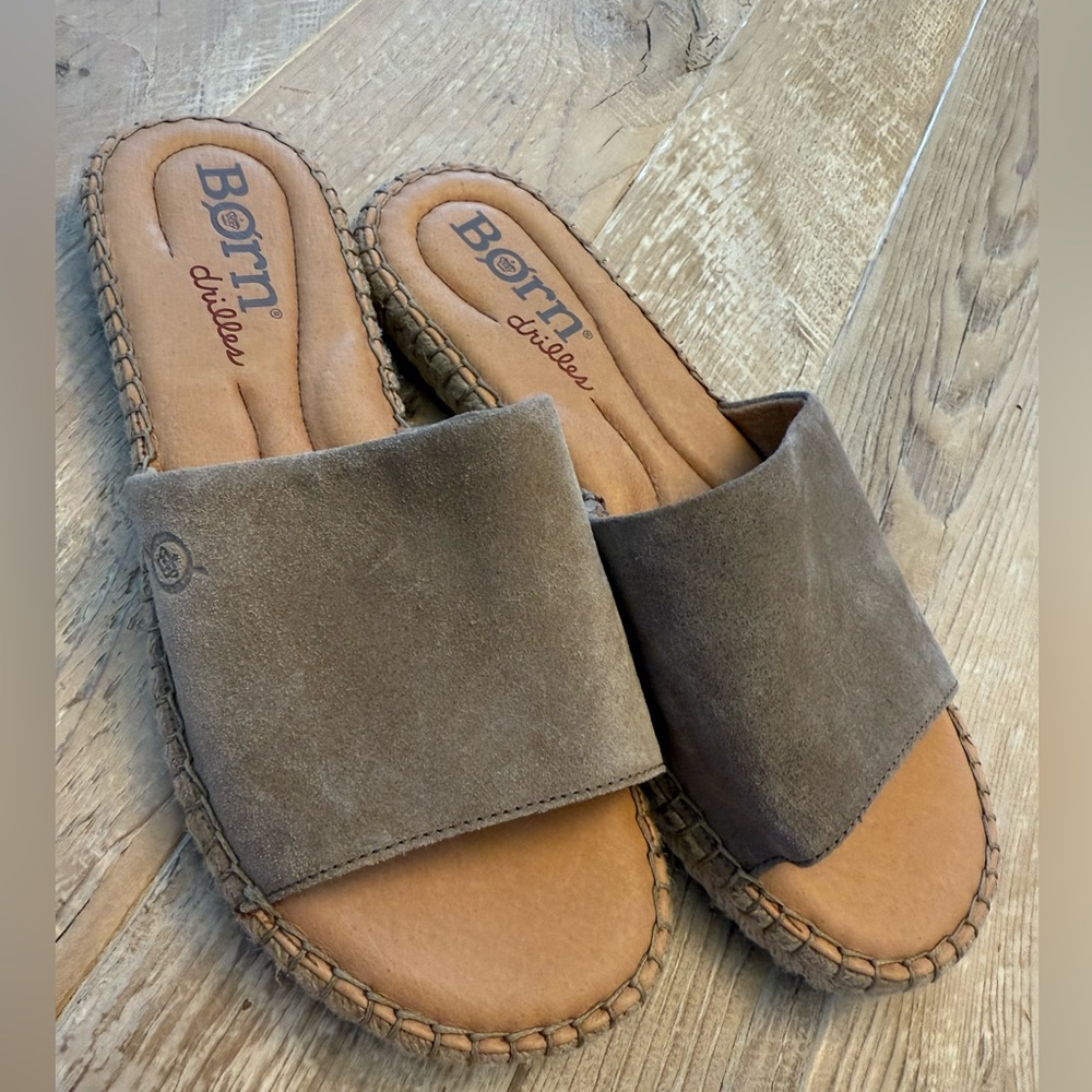 Born Suede Slide Mules in Taupe